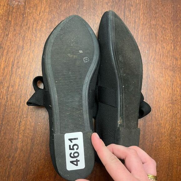 Black Flat Shoes 42 The Mary Jane Womens Pointed Bow Fabric Lightweight - Picture 6 of 6
